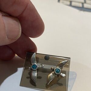 Turquoise and Silver Winged Earrings